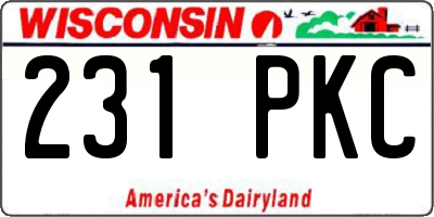 WI license plate 231PKC