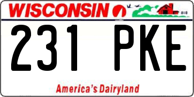 WI license plate 231PKE