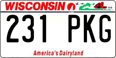 WI license plate 231PKG