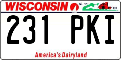 WI license plate 231PKI