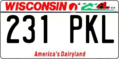 WI license plate 231PKL