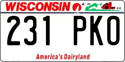 WI license plate 231PKO