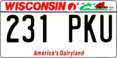 WI license plate 231PKU