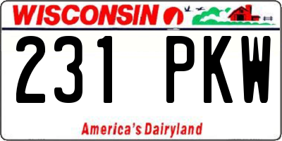WI license plate 231PKW