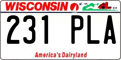 WI license plate 231PLA