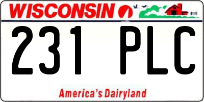 WI license plate 231PLC