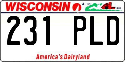 WI license plate 231PLD