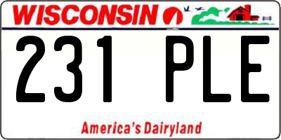 WI license plate 231PLE