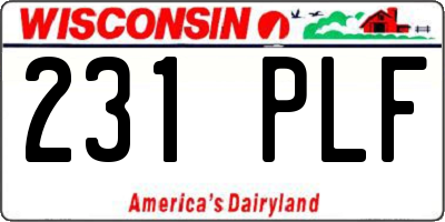 WI license plate 231PLF