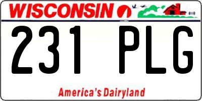 WI license plate 231PLG