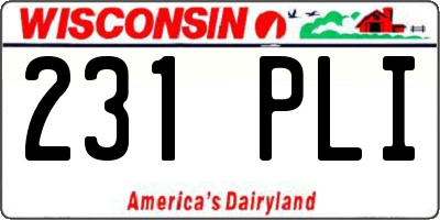 WI license plate 231PLI