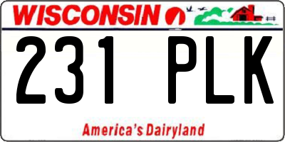 WI license plate 231PLK