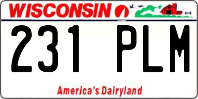 WI license plate 231PLM