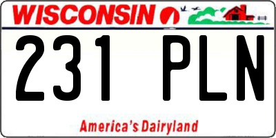 WI license plate 231PLN