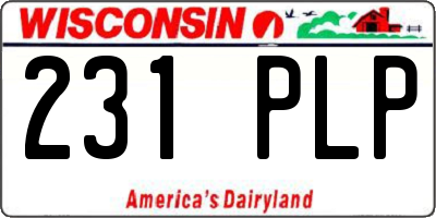 WI license plate 231PLP