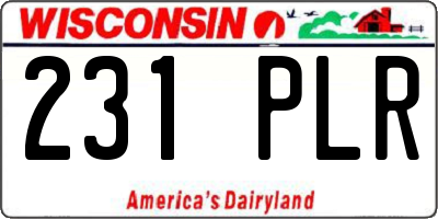 WI license plate 231PLR