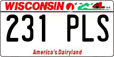 WI license plate 231PLS
