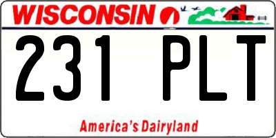 WI license plate 231PLT