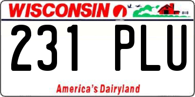WI license plate 231PLU