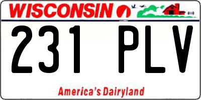 WI license plate 231PLV