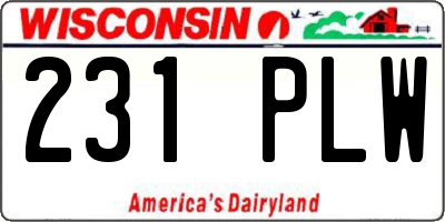 WI license plate 231PLW