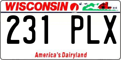 WI license plate 231PLX