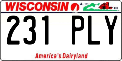 WI license plate 231PLY
