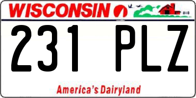 WI license plate 231PLZ