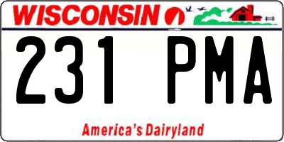 WI license plate 231PMA