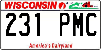 WI license plate 231PMC