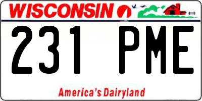 WI license plate 231PME