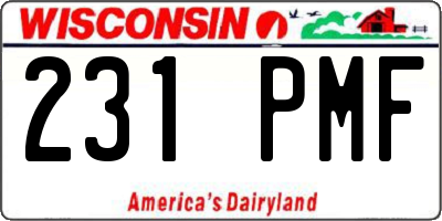 WI license plate 231PMF