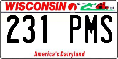 WI license plate 231PMS