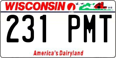 WI license plate 231PMT