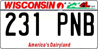 WI license plate 231PNB