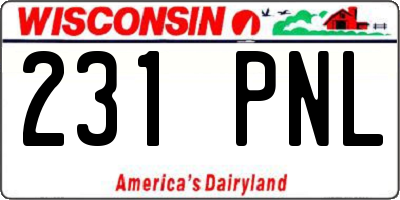 WI license plate 231PNL