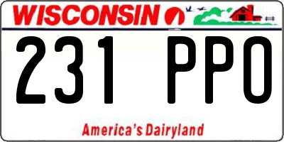 WI license plate 231PPO