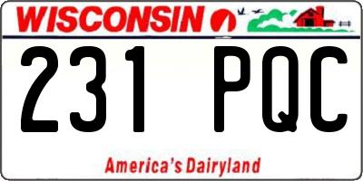 WI license plate 231PQC