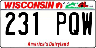 WI license plate 231PQW