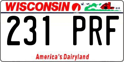 WI license plate 231PRF