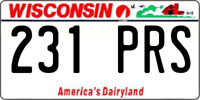 WI license plate 231PRS