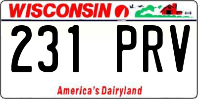 WI license plate 231PRV