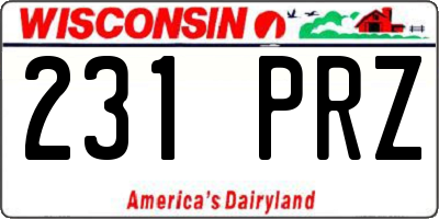 WI license plate 231PRZ