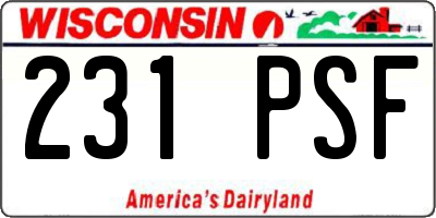 WI license plate 231PSF