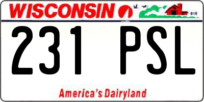 WI license plate 231PSL