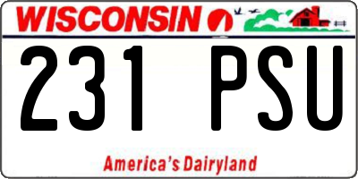 WI license plate 231PSU