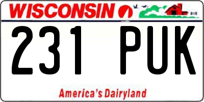 WI license plate 231PUK