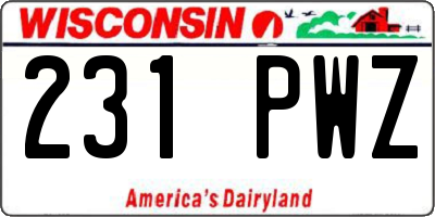WI license plate 231PWZ