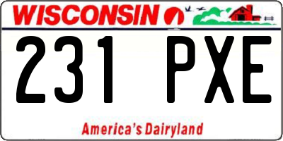 WI license plate 231PXE