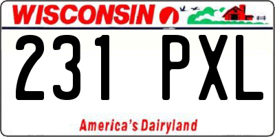 WI license plate 231PXL